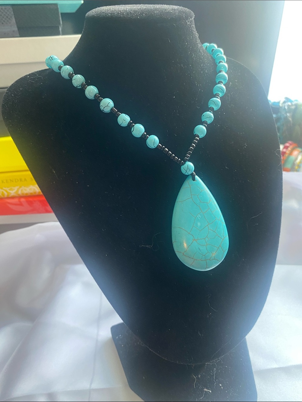 Turquoise Teardrop Pendant Necklace - Women Jewelry
